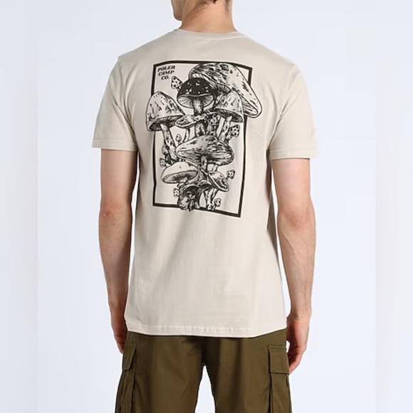 Poler Mushrooms Short Sleeve White Shirt Men’s Medium Nature Graphic Tee - Picture 2 of 9